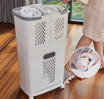Rolling Laundry Basket With Drawers