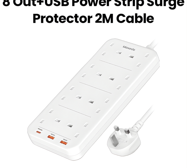 Moxedo Power Strip  8 AC Outlet 3 Usb port