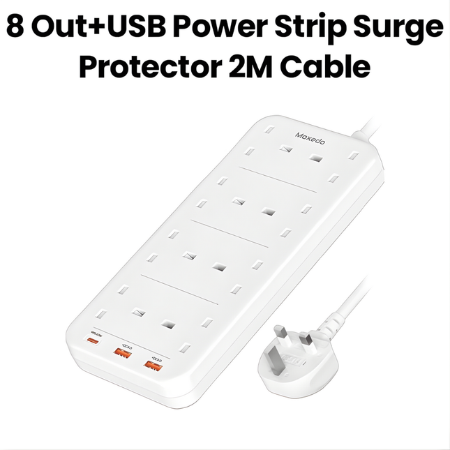 Moxedo Power Strip  8 AC Outlet 3 Usb port