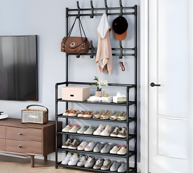 رف أحذية مع رف قبعات