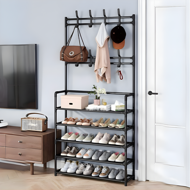 Shoe Rack With Hat rack Big Black