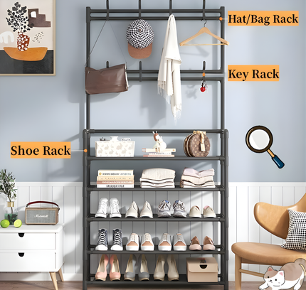 رف أحذية مع رف قبعات