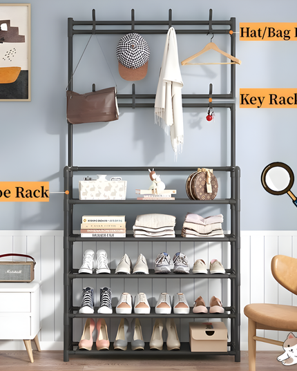 Shoe Rack With Hat rack Big Black