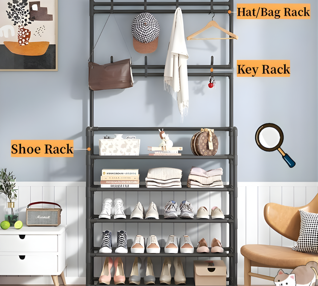 رف أحذية مع رف قبعات