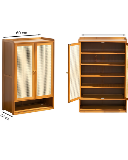 Wooden Shoe Rack 6 Tier 2 Doors