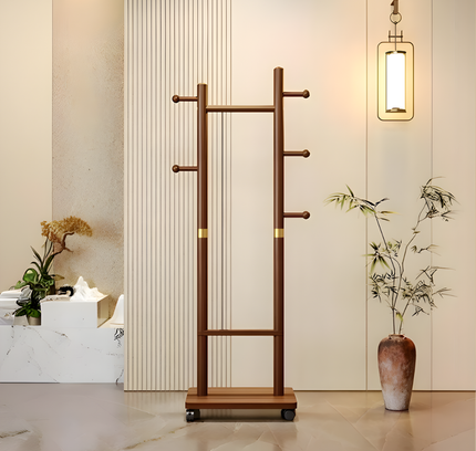 Clothes Rack Wooden with Wheels