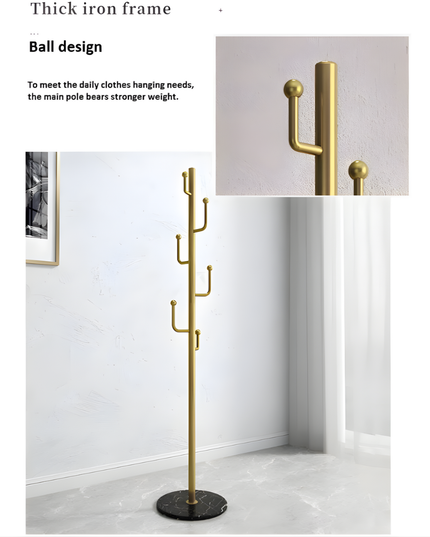 حامل معاطف معدني بقاعدة دائرية من الرخام المستقر مع خطافات