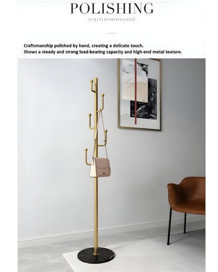 حامل معاطف معدني بقاعدة دائرية من الرخام المستقر مع خطافات