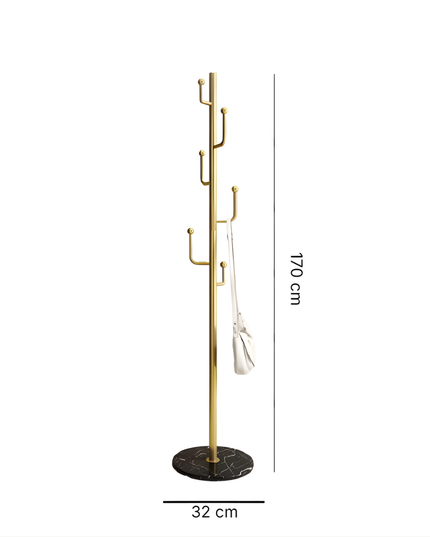 حامل معاطف معدني بقاعدة دائرية من الرخام المستقر مع خطافات