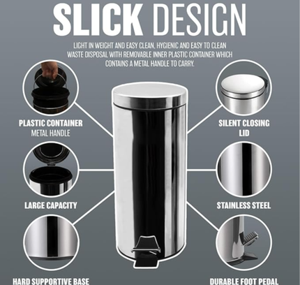 Stainless Steel Trash Can 5 Liter