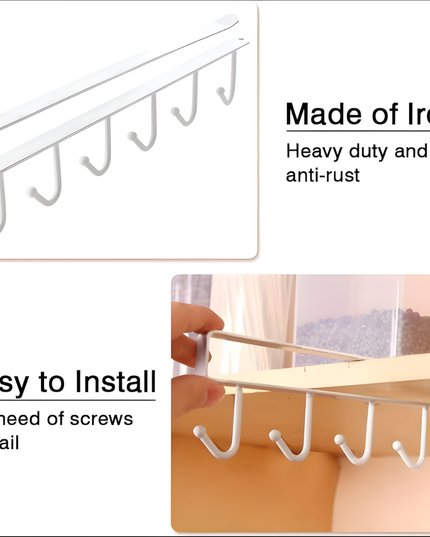 منظم خطافات الأكواب المثبتة على الحائط (قطعة واحدة)