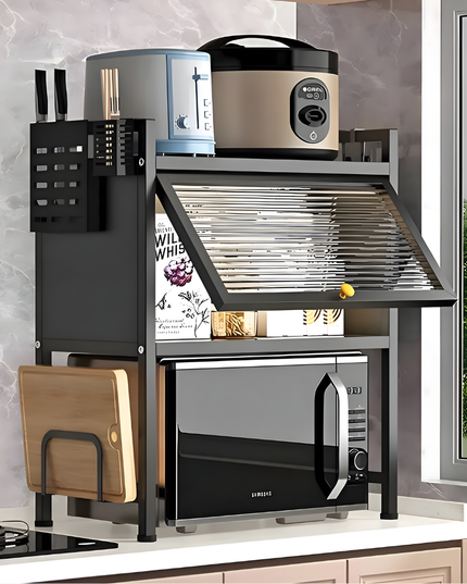 رف فرن الميكروويف مع باب