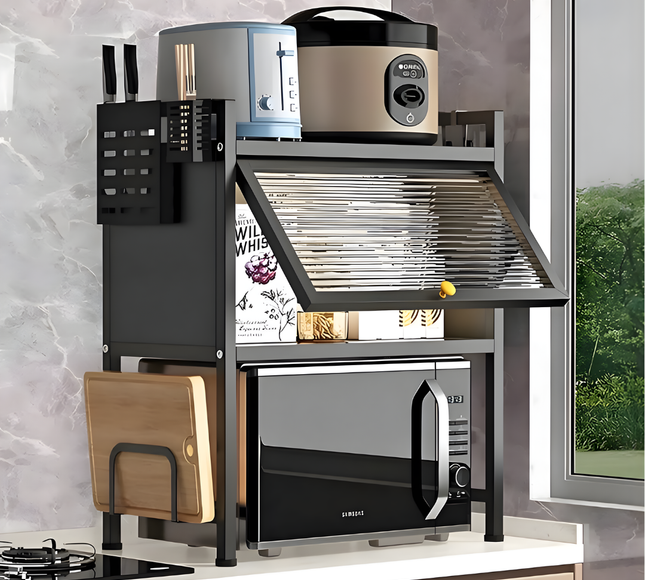 رف فرن الميكروويف مع باب