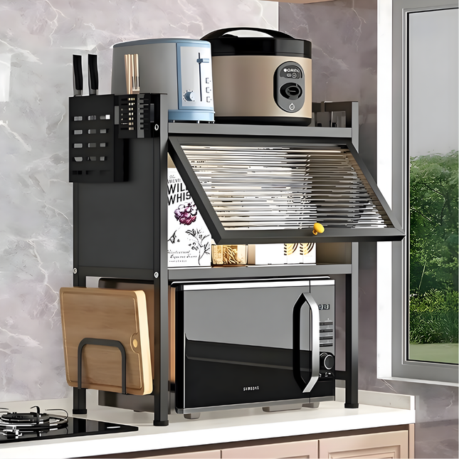 رف فرن الميكروويف مع باب