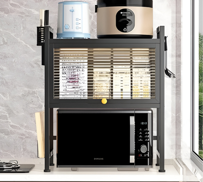 رف فرن الميكروويف مع باب