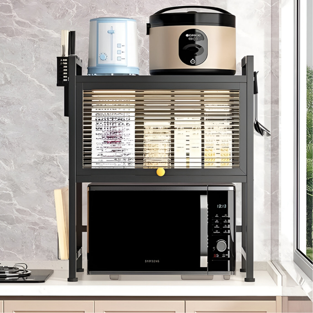 رف فرن الميكروويف مع باب