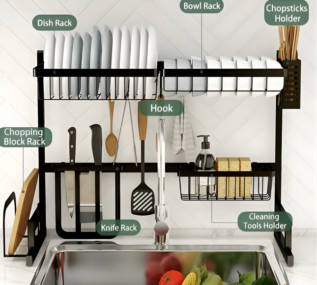 رف حوض معدني ثقيل للمطبخ لحوض واحد