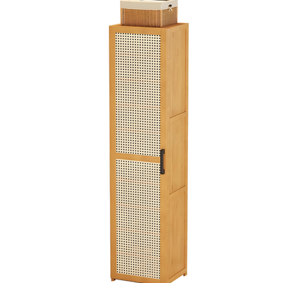 Bamboo Single Door Shoe Cabinet 9 Layer