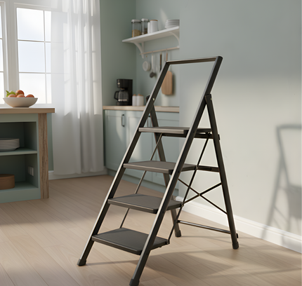 Foldable Iron Ladder with Handrail 4 Steps