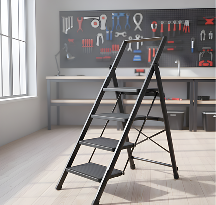 Foldable Iron Ladder with Handrail 4 Steps