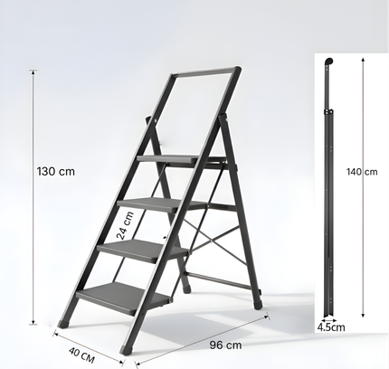 Foldable Iron Ladder with Handrail 4 Steps