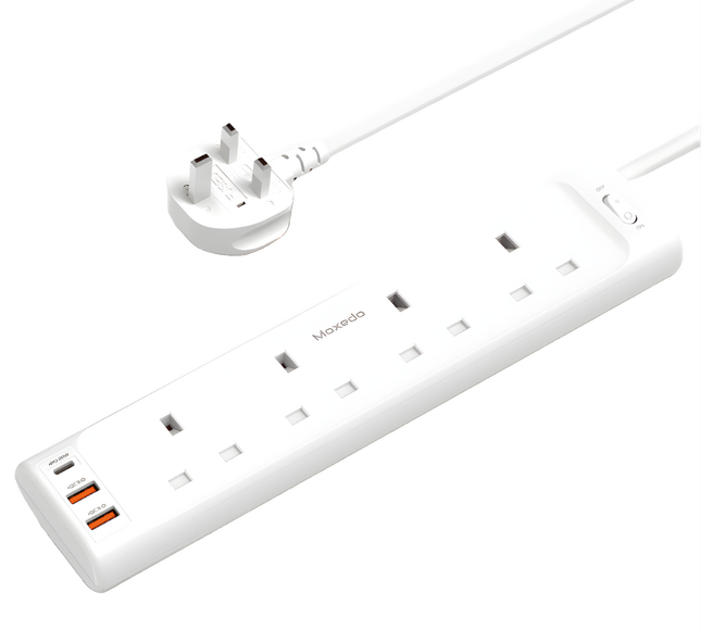 Moxedo Power Strip Surge Protector 4 Ac Outlet 3Usb