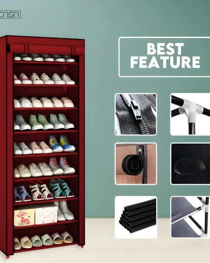 Zipper Shoe Rack 10 Layer