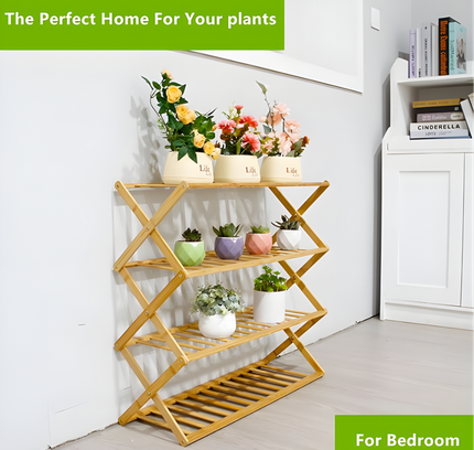 Foldable Shoe Rack Wooden 4 Tier