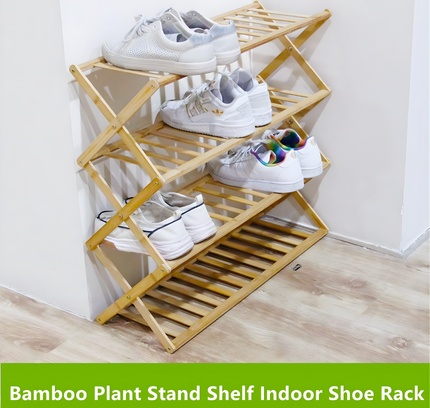 Foldable Shoe Rack Wooden 4 Tier