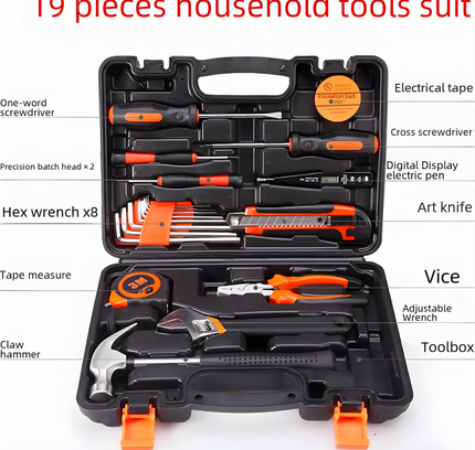 Household Tool Box Set 19 Pcs