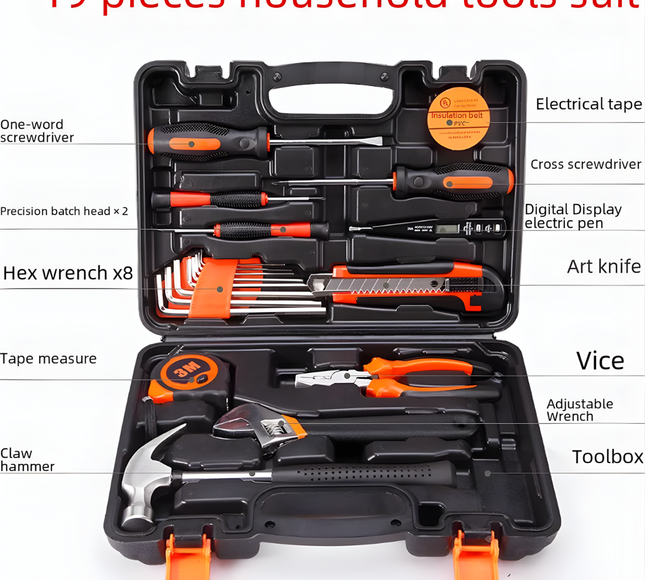 Household Tool Box Set 19 Pcs