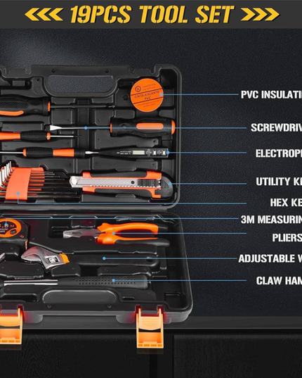 Household Tool Box Set 19 Pcs