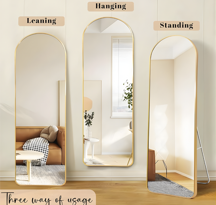 مرآة قائمة بإطار معدني من الألومنيوم