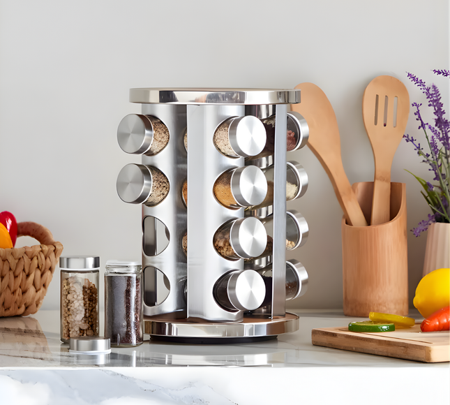 Spice Jar Set 16 Pcs with Revolving Stand