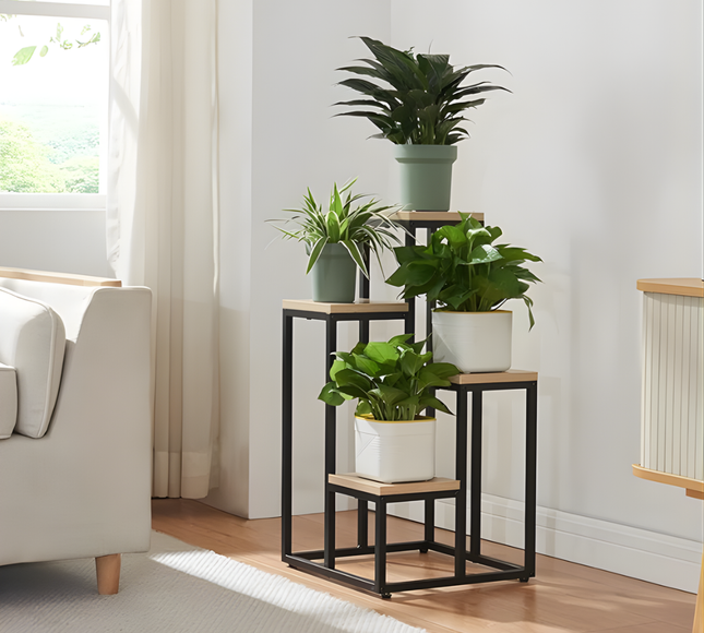 Wooden Multilayer Plant Stand 4 Shelf