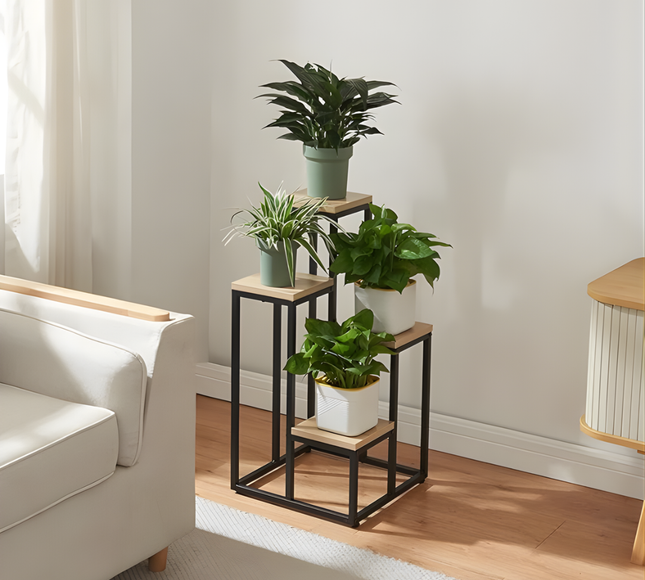 Wooden Multilayer Plant Stand 4 Shelf