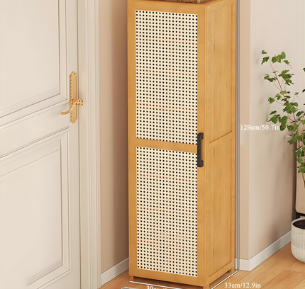 Bamboo Single Door Shoe Cabinet 6 Layer
