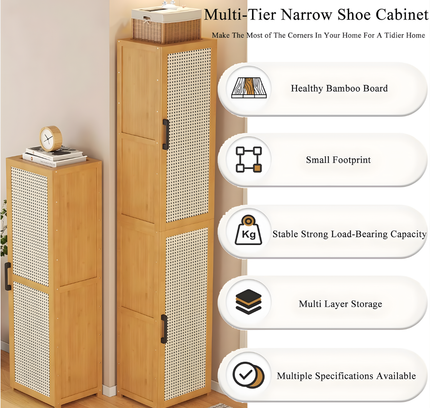 Bamboo Single Door Shoe Cabinet 6 Layer