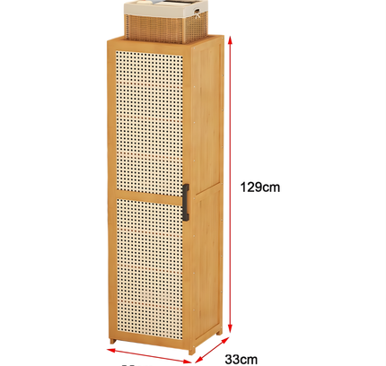 Bamboo Single Door Shoe Cabinet 6 Layer