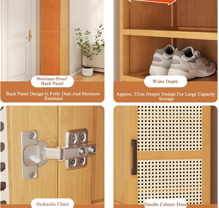 Bamboo Single Door Shoe Cabinet 6 Layer