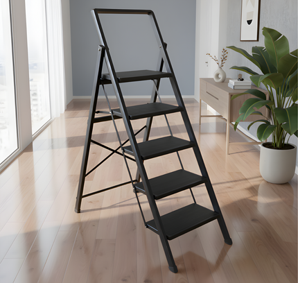Foldable Iron Ladder with Handrail 5 Steps