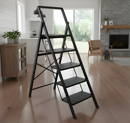 Foldable Iron Ladder with Handrail 5 Steps