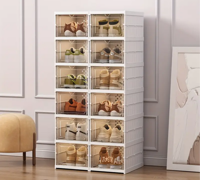 Telescopic Foldable Shoe Cabinet 2 Column 6 Layer