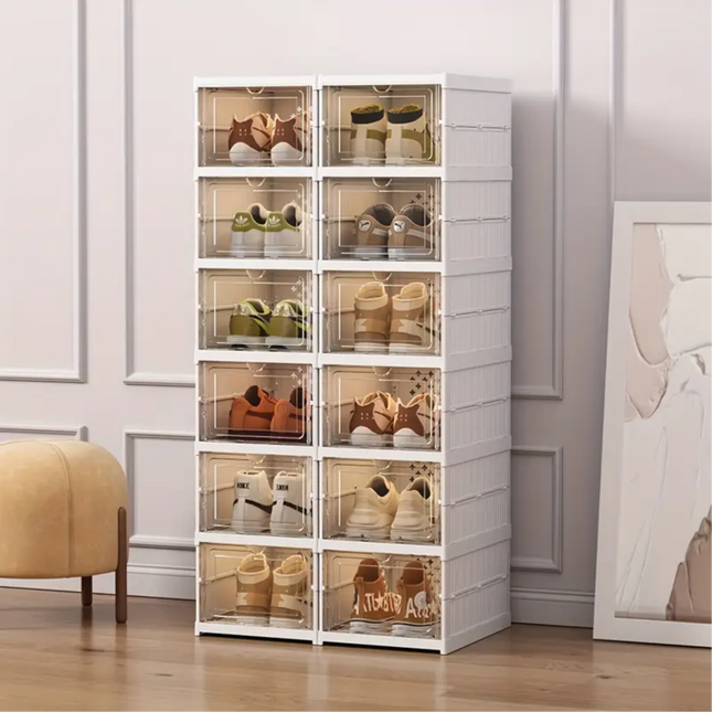 Telescopic Foldable Shoe Cabinet 2 Column 6 Layer