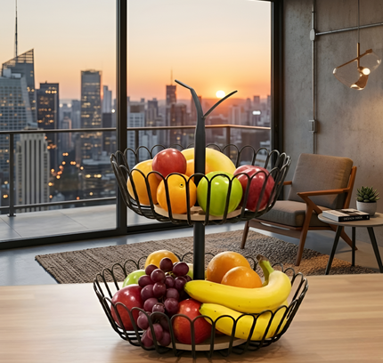 Double Layered Fruit Basket Metal