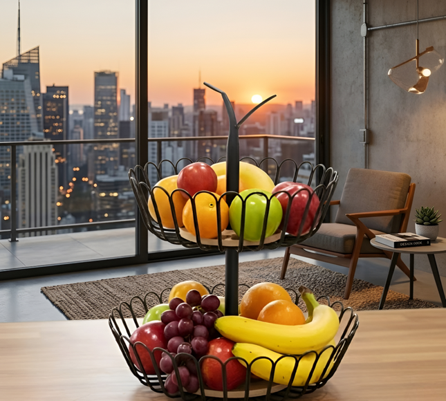 Double Layered Fruit Basket Metal