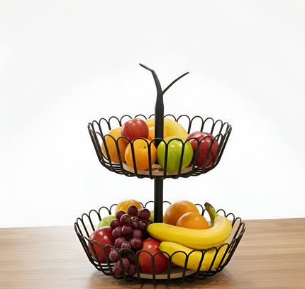 Double Layered Fruit Basket Metal