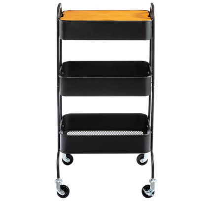 3-Tier Metal Storage Rack With Wooden Base