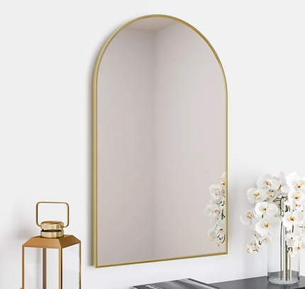 Wall Mounted Arched Golden Frame Mirror