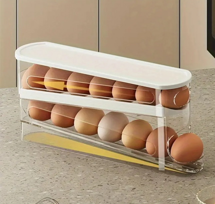 رف البيض المتدحرج ذو طبقتين